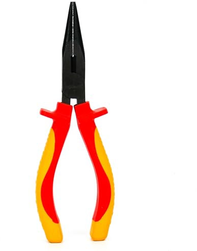 Pinza a becchi lunghi, dritta, 6 INGDAUM®, isolate contro 1000 V per elettricisti professionisti, ingegneri della refrigerazione e ingegneri meccatronici (Pinza a becchi lunghi, dritta, 6)