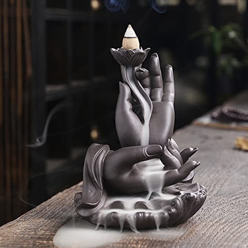 Fyearfly Buddha-Hand-Wasserfall-Räuchergefäße, Rauchwasserfall, mittelgroßer Rückfluss-Räucherstäbchenhalter für Schlafzimmer, Arbeitszimmer