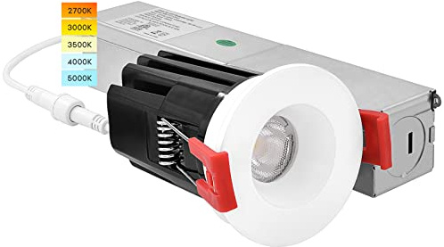 LUXRITE 1 Inch LED Recessed Lighting with Junction Box, 7W, 500 Lumens