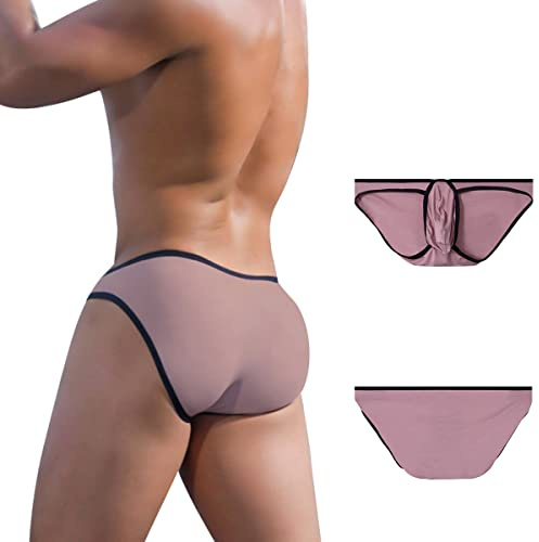 Meshal Herren-Slip, Baumwolle, niedrige Taille, weich, atmungsaktiv, Ausbuchtung, sexy Unterwäsche, Pink, Large