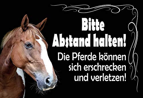 AGDeko® Blechschild 20x30cm Bitte Abstand halten Hinweis Schild Pferdestall Koppel