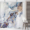 ASDCXZ Duschvorhang Marmor Blau 180x180 cm, Modern Abstrakt Blau Gold Weiß Marmor Optik Textur Waschbar Stoff Bad Duschvorhänge Polyester Textil Wasserdicht Duschvorhang für Badewanne mit 12 Hake