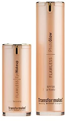 Transformulas Flawless PhotoGlow 50ml and Eye Wake Up Rapid Recovery 17.5ml Set, Face Moisturiser to Help Sooth, Tone and to Help Reduce Puffiness
