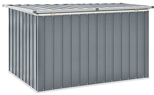Yolola gartenbox Metall aufbewahrungsbox Garten wetterfest aufbewahrungsbox Metall gartenkiste aufbewahrungsbox Outdoor Garten truhe wetterfest aufbewahrungsbox Garten Grau 149 x 99 x 93 cm