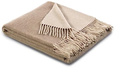Traumschloss Naturhaar Wohndecke, Kuscheldecke, beige, 130x170cm, aus Wolle und Kaschmir
