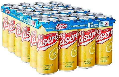 La Casera® Refresco Ligero de Limón, con Cero Azúcares y Cero Calorías - Lata, Pack 24 x 33 cl