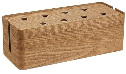 VIGAN 1 STÜCKE Holz Tisch Draht Kabel Organizer Solide Holz Abzweigdose Kabelwickler Aufbewahrungsbox Desktop Clip Halter Für TV Box (L:38X15X13CM, Holzfarbe)