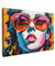 MuchoWow© Wandbilder Groß 120x80 cm XXL Wohnzimmer Wanddeko Schlafzimmer Zimmerdeko Fotowand Zimmer Deko Wand Dekoration Wall Banksy - Street Pop Art - Frau - Brille - Farben - Graffiti
