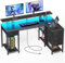 Seventable Computertisch L Form mit 4 Schubladen & Ablageflächen, Gaming Tisch mit LED & Steckdosen, Gaming Schreibtisch mit Monitorständer für Homeoffice, Schlafzimmer, Wohnzimmer (Schwarz, 140 cm)