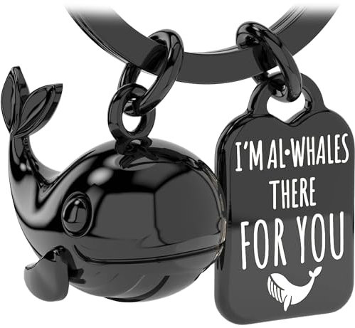 LANOLU Schlüsselanhänger Wal Alwhales, Glücksbringer Schlüsselanhänger Partner und für beste Freundin, Paar Geschenk Freund aus Metall