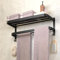DDS-DUDES Portasciugamani neri per mensola asciugamani da bagno con doppie barre porta asciugamani da parete per lavabo con ganci in acciaio inox per hotel (nero opaco 38,1 cm)