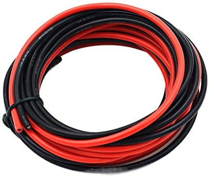 UNNIQ 1 4AWG2.0 Câble de fil électrique de 8mm2 3 mètres [1,5 m noir et rouge de 1,5 m] Résistance à haute température en cuivre souple et flexible fil et câble
