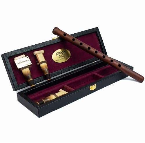 HandCraftoria Armeniskt professionellt verktyg DUDUK aprikosträ, träfodral läder, 1 x professionell våg 2 standard, flöjt oboe balaban nyckel A