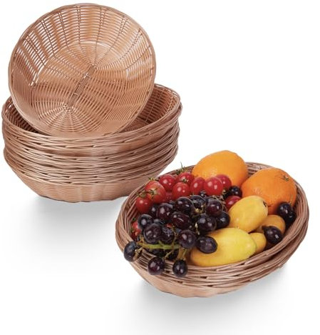 JUEGD Brotkorb, 12 Stück, Kunststoff, oval, L 28 x B 21 x H 7,1 cm, Lebensmittelaufbewahrungskörbe für Familienfeiern, Küchen, Restaurants und Geschenke