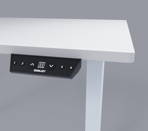 Bisley E-StarterTech, 2 Säulen, Maße Säule 45 x 75/50 x 80 mm, MFC Tischplatte, hochwertig und langlebig, Maße: H 25 x B 1600 x T 600 mm, Farbe: Gestell 396 weiß Platte 007 lichtgrau