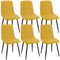 ANVOFONG Esszimmerstühle 6er Set,Küchenstuhl aus Leinenstoff,Polsterstühle mit Eisenfüßen,Stuhl Schlafzimmer,schminkstuhl,Wohnzimmer Stühle-Gelb