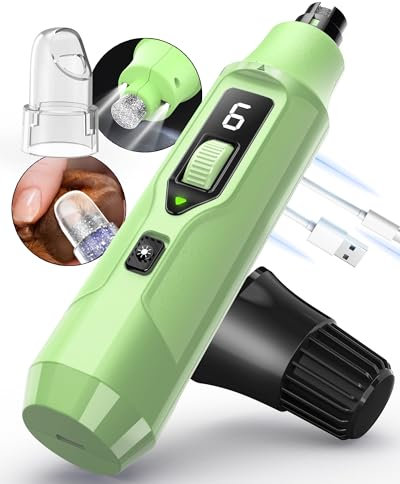 YABIFE 7-Speed Dog Nail Trimmers, Professional Dog Nail Grinder with Light - Heavy Duty Pet Nail Grinder for Dogs/Cats/Birds/Small Animals - Whisper Quiet, Single Hand Operation