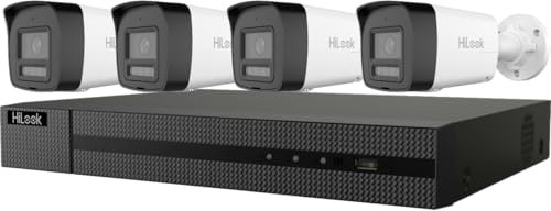 HiLook by HIKVISION Kit PoE avec 4 caméras Bullet 6MP avec Slot SD, Vision Nocturne Hybride IR/Couleur, détection IA Intelligente, NVR 8CH 4K, Disque Dur 2To, Surveillance Via Application Incluse