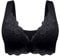 Flodxo Front Fastening Bras for Women UK Sexy Lace Non Wired Bras Plus Size Ice-Silk Full Coverage Tshirt Bra Push Up Soft Breathable Comfort Bra Padded Stretchy Wide Strap Bras Black 3XL