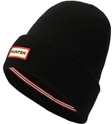 Hunter Play Essential Cuff Beanie, Mütze mit Markenlogo, bequemes & warmes Accessoire, Schwarz, Einheitsgre