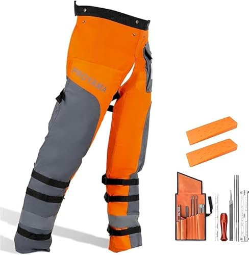 PROYAMA Chainsaw Chap, Orange, silver, black, 36-38inch