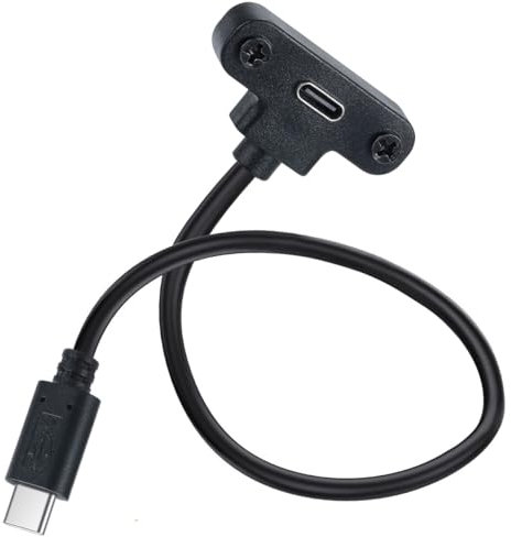 HTGuoji USB C Extension Cable, Type C Male to Female Adapter Cord with Panel Mount Screw Hole for Charge and Data Transfer for Laptop, Tablet, Mobile Phone 30cm/1FT