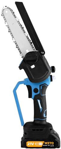 Mini tronçonneuse avec batterie – Scie à tronçonneuse sans fil de 4 et 6 avec 2 batteries, 1 chargeur rapide et affichage numérique, verrouillage de sécurité, scie à main électrique pour sécateur,