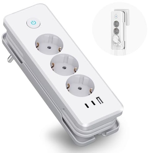 RAVPHICS Steckdosenleiste mit 2 USB C (PD 20W) und 1 USB A, 3 Fach Mehrfachsteckdose mit Schalter Mehrfachstecker Steckerleiste mit USB c, Überspannungsschutz 1,5M Kabel-Weiß 3680W