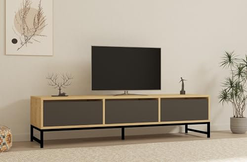 Hanah Home Support TV, mélamine, Sapphire Noir Anthracite, Taille Unique
