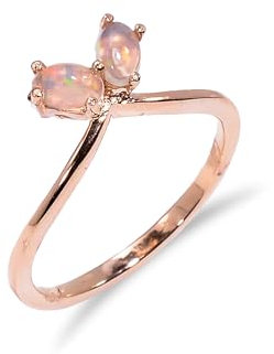 Stone House Opalring für Damen – 925er Sterlingsilber mit äthiopischem Opal-Edelstein, Silberring, Ehering, Verlobungsring (R017)