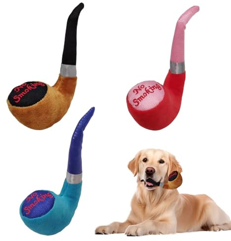 VARKAGE 3 Stücke Hundespielzeug Joint, Quietschend Zigaretten Spielzeug Hund, Interaktives Plüsch Hundespielzeug Zigarettenpackung, Kauknochenspielzeug für Klein, Mittel,Groß Hunde (Zigarettenpfeife)