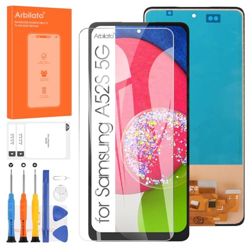 Arbilato LCD Display für Samsung Galaxy A52S 5G A528 Bildschirm SM-A528B Digitizer Glas Montage Ersatzteile Werkzeug (Schwarz,ohne Fingerprint Unlocking)