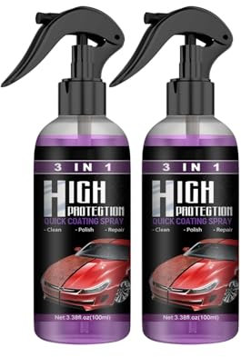 Spray 3 en 1 haute protection, spray de revêtement rapide haute protection pour voiture, agent de renouvellement de revêtement multifonctionnel, spray anti-rayures nano pour voiture (100ML,2PC)