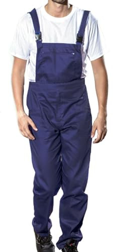 Salopette da Lavoro Professionale in Cotone Massaua Blu, Pettorina con Bretelle Regolabili Taglia 44 46 48 50 52 54 56 58 60 62 64 (IT, Numero, 58, Regular, Regular, Blu)