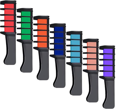 Temporäre Haarkreide für Mädchen, 7 Stück Farbige Kämme