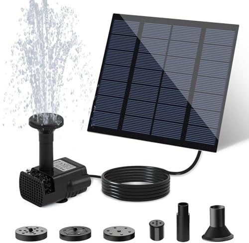 DDcafor Solar-Wasserfontäne für Vogelbad mit separatem Solarpanel 1,8 W, Solar-Fontänenpumpe für Teich, Solar-Wasserpumpe für Wasserspiele Solar-Teichbrunnen