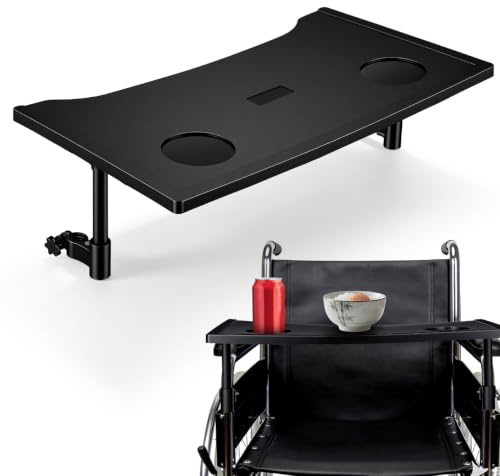 KAILIKETIY Klappbarer Rollstuhltisch Mit Abnehmbarem Tabletttisch Und Getränkehalter Für Senioren Leichter Und Tragbarer Esstisch Für Rollstühle
