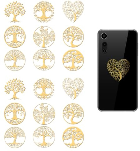OLYCRAFT 18 Stück Goldene Metallaufkleber 4x4cm Lebensbaum Goldener Aufkleber Pflanzenthema Selbstklebende Aufkleber Lebensbaum Metallhandwerksaufkleber Für DIY Scrapbooking Kunstharzdekoration