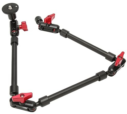 SIXRUN 31in Articulating Arm Camera Mount, Adjustable Aluminum Alloy Anti Slip Rubber Pads for DSLR Camera Phone Webcam Tablet Monitor