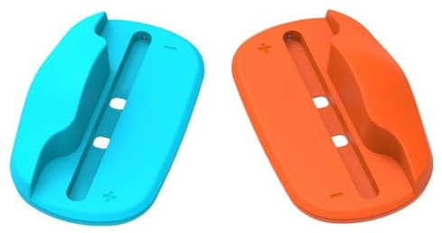 MoSundi Mini base de souris pour Switch 2 Joy-Con, poignée de jeu portable avec design antidérapant, compatible avec les manettes gauche et droite, noir + bleu/orange, orange et bleu