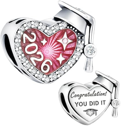 BOIGEGU 2026 Herz Abschluss Geschenk Charm Silber für Armband mit Frauen