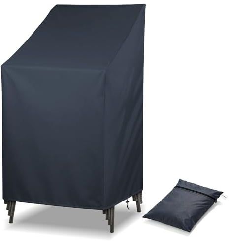 Gartenstuhl Abdeckung Wasserdicht, Gartenmöbel Schutzhülle 65x65x80/120cm | 210D-Oxford-Gewebe, Winterfest, & UV-beständig, Abdeckhülle mit Kordelzug für Gartenstühle Stapelbar