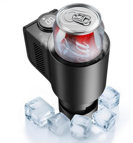 NIFBANG Enfriador y calentador de tazas 2 en 1 para automóvil, soporte eléctrico inteligente de 12 V con pantalla digital, enfriador portátil de bebidas y taza de café para viajes, leche, agua