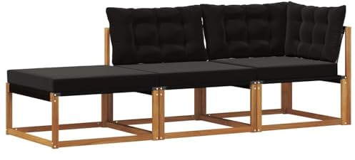 vidaXL Ecksofa-Einheiten für draußen 3 Stück Natur Massivholz Akazie, Balkonmöbel, moderner Outdoor-Stil, langlebiges Akazienholz-Loungeset für chillige Gartenmomente