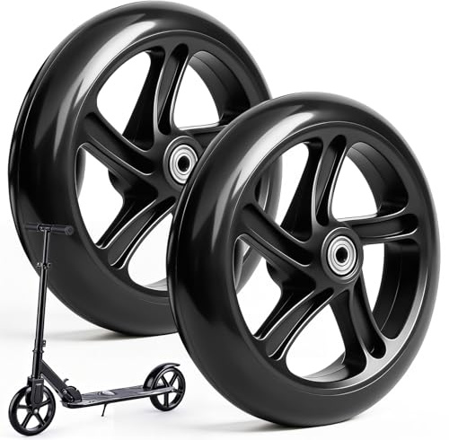 2 Stück 200mm Scooter Rollen, Scooter Ersatzräder mit ABEC-9 Lager Anti-Rutsch Roller Räder, Cityroller Reifen Langlebige Ersatzreifen für City Roller und meisten-Scoote (200x40mm)