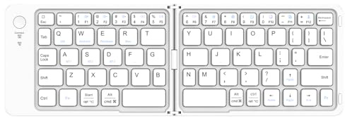 Mini clavier BT pliable avec support, clavier sans fil, verrouillage magnétique, pavé de touches BT portable pour smartphone/tablette (blanc)