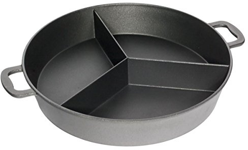 AMT Gastroguss Großraumpfanne/Grillpfanne für Garten und Profibereich, Ø 65 cm, 9 cm hoch, mit drei Stegen, nicht induktionsgeeignet, Lotan® Antihaft-Veredelung, Gusspfanne (Aluguss), AMZN-965-3S