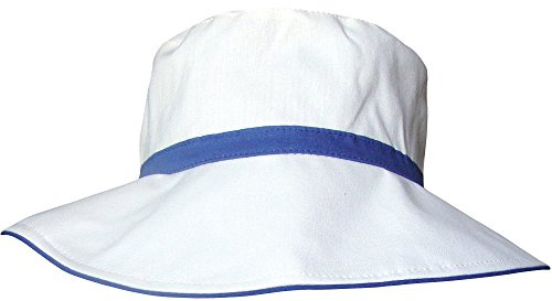 TeddyT's Ladies Fully Reversible 2 in 1 Stripy Wide Brim Summer Sun Hat (S/M (56cm), Blue)
