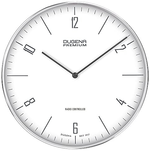 Dugena Wanduhr Dessau, Funkuhrwerk, Metallgehäuse, ø 32 cm, inklusive Batterie (Araber und Indexe)