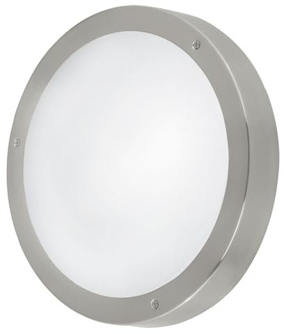 EGLO LED Außen-Deckenlampe Vento 1, 1 flammige Außenleuchte für Wand und Decke, Deckenleuchte aus Edelstahl und Glas, Farbe: Silber, weiß, IP44